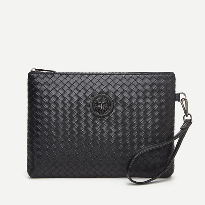 Pochette Prestige™ – Cuir Tressé Noir